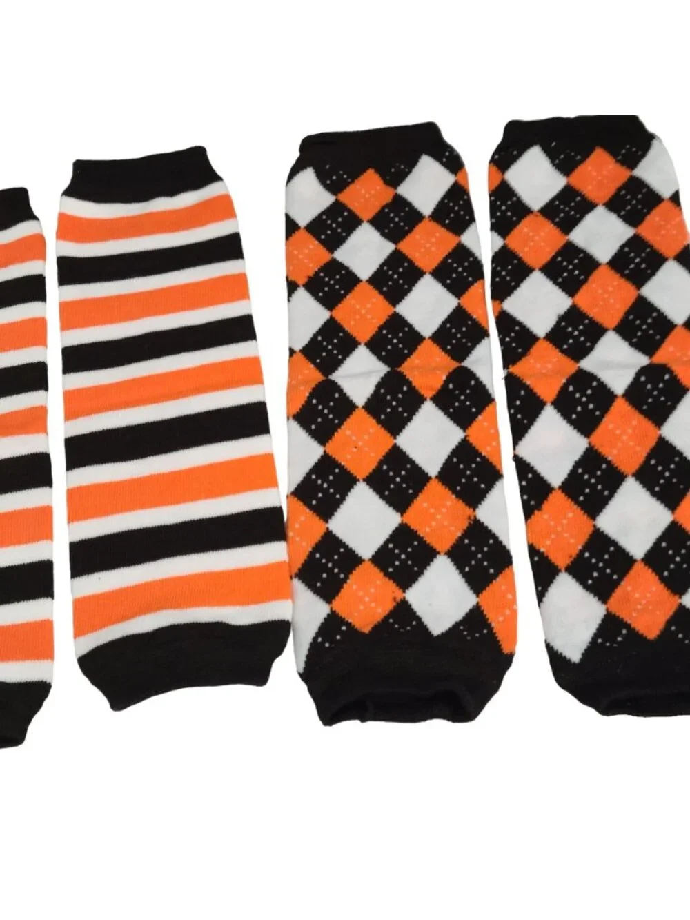 Leg Warmers Set Black White Orange Women Girl Boy Football Halloween Winter Fall
